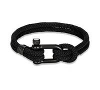 ZENSE - Bracelet manille nautique noir pour homme en corde tressé ZB0370