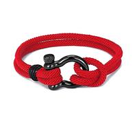 ZENSE - Bracelet manille nautique rouge pour homme en corde tressé ZB0371