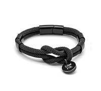 Zense - Bracelet Noir Cordon Noeud Marin Ajustable Zb0321