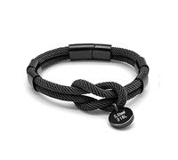 Zense - Bracelet noir cordon noeud marin ajustable ZB0321