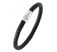 Zense - Bracelet En Cuir Tressé Pour Homme De Couleur Noire Zb0256