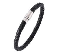 Zense - Bracelet noir en cuir tressé pour homme ZB0256