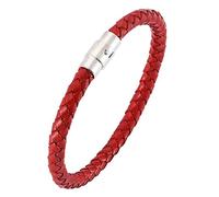 Zense - Bracelet En Cuir Tressé Pour Homme De Couleur Rouge Zb0258