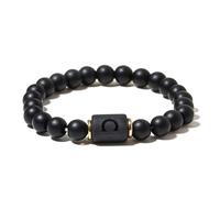 Zense - Bracelet zodiaque noir Balance étirable homme avec perles Onyx ZB0387