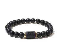 Zense - Bracelet zodiaque noir Bélier étirable homme avec perles Onyx ZB0381