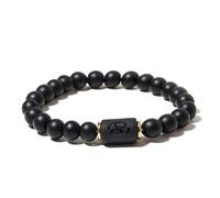 Zense - Bracelet zodiaque noir Cancer étirable homme avec perles Onyx ZB0384