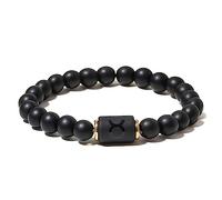 ZENSE - Bracelet zodiaque noir étirable homme avec perles Onyx ZB0382, Taureau