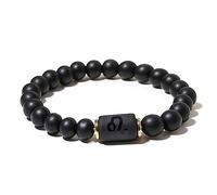ZENSE - Bracelet zodiaque noir étirable homme avec perles Onyx ZB0385, Lion