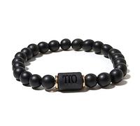 ZENSE - Bracelet zodiaque noir étirable homme avec perles Onyx ZB0386, Vierge