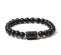 ZENSE - Bracelet zodiaque noir étirable homme avec perles Onyx ZB0392, Poissons