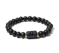 Zense - Bracelet zodiaque noir Lion étirable homme avec perles Onyx ZB0385