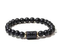 Zense - Bracelet zodiaque noir Poissons étirable homme avec perles Onyx ZB0392
