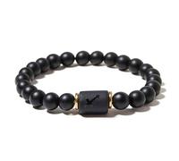 Zense - Bracelet zodiaque noir Sagittaire étirable homme avec perles Onyx ZB0389