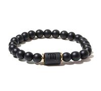Zense - Bracelet Zodiaque Noir Scorpion Étirable Homme Avec Perles Onyx Zb0388