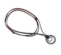 ZENSE - Collier homme avec double anneaux en acier et cordon en cuir ZP0254