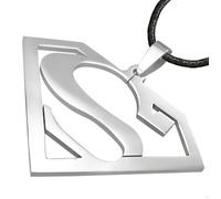 ZENSE - Collier homme - Pendentif acier élégant avec lettre S superman, hauteur 3,3cm - Cordon noir ajustable 45cm - ZP0075