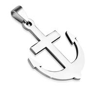 ZENSE - Collier homme - Pendentif croix ancre marine en acier inoxydable, hauteur 4cm - Chaîne 45cm - ZP0208