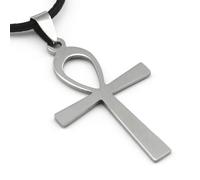 ZENSE - Collier homme - Pendentif croix égyptienne, croix du nil, hauteur 4,50cm - Cordon noir 40cm et extension 5cm - ZP0232