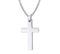 ZENSE - Collier homme - Pendentif croix latine argentée, hauteur 3,50cm - Chaîne 50cm - ZP0248