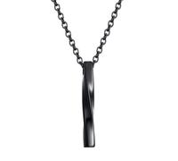 ZENSE - Collier homme - Pendentif rectangulaire noir, hauteur 4,40cm - Chaîne noire 59cm - ZP0253