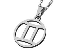 ZENSE - Collier zodiaque pour homme, diamètre 2 cm, avec chaîne, ZP0236, Gémeaux