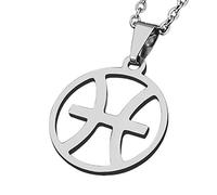 ZENSE - Collier zodiaque pour homme, diamètre 2 cm, avec chaîne, ZP0245, Poissons