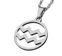ZENSE - Collier zodiaque Verseau pour homme ZP0244-A, diamètre 2 cm, avec chaîne