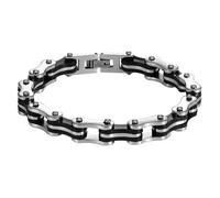 ZENSE - Bracelet gourmette pour homme Biker acier inoxydable argenté noir chaîne de moto vélo ZB0349