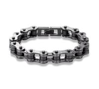 Zense - Gourmette chaîne de moto homme acier inoxydable noire vintage ZB0357