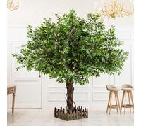 ZenSeFarin Arbre Artificiel Ficus Grande Plante Décorative D'intérieur Design Réaliste Plante Artificielle Facile d'entretien for Maison,Bureau,La Terrasse,Aucun Arrosag,Round-1.2x0.8m/3.9x2.6ft
