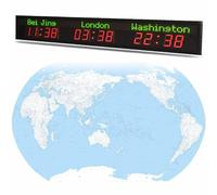 ZenSeFarin Horloge à Fuseaux Horaires Mondiaux, Horloge Mondiale Numérique à LED à Fuseaux Horaires 3/4/5/6, Horloge Murale pour Hôtels, Aéroports, Centres Commerciaux,3City