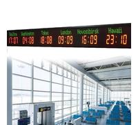 ZenSeFarin Horloge Mondiale 3/4/5/6 Villes, Horloge Numérique LED, Réglage De La Luminosité sur 5 Niveaux, Calibrage Automatique, pour Hôtel Et Multinationale,6City