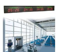 ZenSeFarin Horloge Mondiale 3/4/5/6 Villes, Horloge Numérique LED, Réglage De La Luminosité sur 5 Niveaux, Calibrage Automatique, pour Hôtel Et Multinationale,4City
