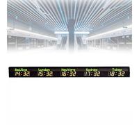 ZenSeFarin Horloge Mondiale 3/4/5/6 Villes, Horloge Numérique LED, Réglage De La Luminosité sur 5 Niveaux, Calibrage Automatique, pour Hôtel Et Multinationale,5City