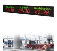 ZenSeFarin Horloge Murale Numérique LED avec Fuseaux Horaires Réglables - Affichage Simultané De Plusieurs Villes - Idéal pour Les Hôtels Et Les Bureaux Multinationaux,3City
