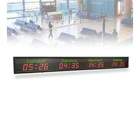 ZenSeFarin Horloge Murale Numérique LED pour Hôtel,Affichage Heure à 5 Villes,Fuseaux Horaires Mondiaux,Horloge Numérique LED Couleur Multi-fuseaux Horaires,pour Hôtel Et Aéroport,4City