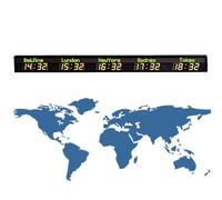 ZenSeFarin Horloge Murale Numérique LED pour Hôtel,Affichage Heure à 5 Villes,Fuseaux Horaires Mondiaux,Horloge Numérique LED Couleur Multi-fuseaux Horaires,pour Hôtel Et Aéroport,5City