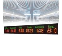 ZenSeFarin Horloge Murale Numérique LED pour Hôtel,Affichage Heure à 5 Villes,Fuseaux Horaires Mondiaux,Horloge Numérique LED Couleur Multi-fuseaux Horaires,pour Hôtel Et Aéroport,6City