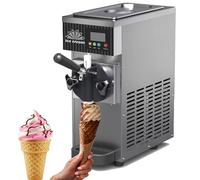 ZenSeFarin Machine à Crème Glacée Commerciale Douce avec Pré-Refroidissement Et Nettoyage Automatique, Panneau LCD Rendement 4-5kg/H, Idéal pour Les Restaurants Et Les Cafés,Grey
