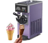 ZenSeFarin Machine à Crème Glacée Commerciale, Machine à Glace Italienne Trémie 2.5L, Panneau LCD, Pré-Refroidissement Nettoyage Automatique, pour Yaourt Café Snack Bar Restaurant,Purple