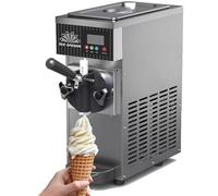 ZenSeFarin Machine à Crème Glacée Commerciale, Machine à Glace Italienne Trémie 2.5L, Panneau LCD, Pré-Refroidissement Nettoyage Automatique, pour Yaourt Café Snack Bar Restaurant,Grey