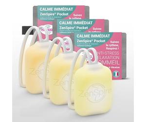ZENSPIRE Pocket Appareil Anti Stress - Cohérence Cardiaque, Relaxation | Lot de 3 - Coach de respiration de poche : lumière et vibration silencieuse - Méditation, sommeil