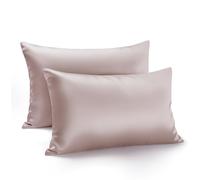 Zenssia Housse de Coussin en Satin de Luxe 40x60 Lot de 2 Doux comme Une Housse de Coussin en Soie 40x60 Soin des Cheveux et de la Peau avec Fermeture Éclair, Taupe