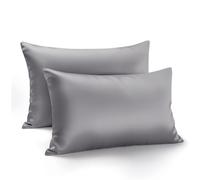 Zenssia Housse de Coussin en Satin de Luxe 40x60 Lot de 2 Doux comme Une Housse de Coussin en Soie 40x60 Soin des Cheveux et de la Peau avec Fermeture Éclair, Gris Foncé