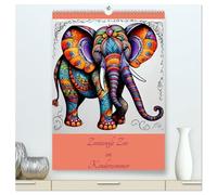 Zentangle Zoo im Kinderzimmer (hochwertiger Premium Wandkalender 2026 DIN A2 hoch), Kunstdruck in Hochglanz: Bunte Tierbilder im Zentangle-Stil