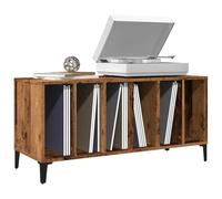 Zentexion Armoire à disques, aspect bois vieilli, 100 x 38 x 48 cm, avec pieds en métal, étagère en vinyle pour disques vinyles, meuble TV ou armoire à classement pour bureau