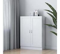 Zentexion Bibliothèque blanche 82,5 x 30,5 x 115 cm en bois avec 3 compartiments et 2 portes pour salon, bureau, couloir, bureau, chambre d'enfant, solution de rangement polyvalente
