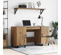Zentexion Bureau d'ordinateur avec espace de rangement en bois de chêne artisanal - 140 x 50 x 75 cm - Table de bureau industrielle moderne pour bureau à domicile, bureau, jeu, étude et chambre