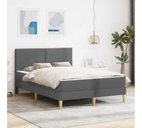 Zentexion Cadre de lit gris foncé 120 x 190 cm en polyester avec matelas durable et facile d'entretien pour chambre à coucher, chambre d'amis, chambre d'enfant, chambre d'adolescent, hôtel