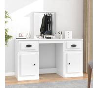 Zentexion Coiffeuse blanche avec miroir 130 x 50 x 132,5 cm, coiffeuse élégante avec espace de rangement, table de maquillage pour chambre à coucher, dressing, studio, salle de bain, avec tiroirs